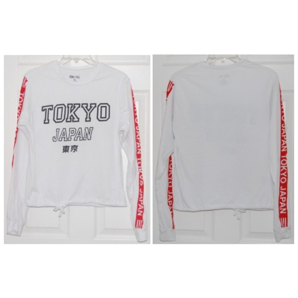 On Fire Long Sweatshirt Juniors XL (Bust: 38"), White, 100% Cotton